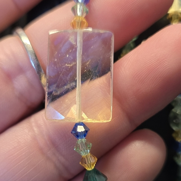 Vintage Necklace Sterling Crystals Moonstones 3 Strand - Picture 7 of 11